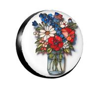 Stained Glass Jar with Patriotic Flower Bouquet Copertura della Gomma Durevole Copertura per Ruota di Scorta Impermeabile Copri Pneumatici per Camion Truck Veicoli 17inch