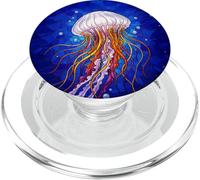 Stained Glass Jellyfish Mosaic Art Ocean Creature PopSockets PopGrip per MagSafe
