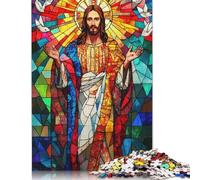 Stained Glass Jesus Puzzle Impossibili 1000 Pezzi Decorazione Per La Casa. Giochi Rilassamento E Intelligence Per Adulti E Bambini Da 12 Anni 1000pcs (40x28cm)
