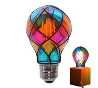 Stained Glass LED Light Bulb - E26 Socket 4w 120v Colorful Lamp | Halloween Light Bulb Energy Saving, Decoration for Home Room Garden Balcony Party, Festive Lighting for Christmas Celebration