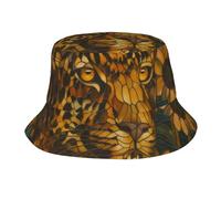Stained Glass Leopard & Sunflower Unisex Cappello da Sole Leggero Cappelli A Secchiello Classico Bucket Hat per Trekking Viaggi Campeggio Spiaggia