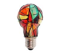 Stained Glass Light Bulb - Glass 10x6cm | Mosaic LED E27 Colored Bulb, Hand Painted Decorative Light, 4W 360 Degree Lamp | For Home Party Closet Store Tree Window Bedroom Festive Decoration Use