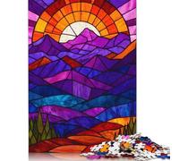 Stained Glass Mountain Sunset Puzzle Impossible 1000Pcs Decorazione Per La Casa. Rilassamento E Intelligence Per Adulti E Ragazzi Da 14 Anni 1000pcs (38x26cm)