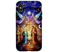 Stained Glass Nativity Scene Christmas Art Custodia per iPhone X/XS