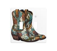 Stained Glass Retro Witch Boots Double Gang Toggle Light Cover Wall Plate Switch Decor Dimensioni standard - 11,4 x 11,4 cm