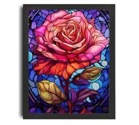 Stained Glass Rose Wall Art Print Artwork For Lounge Rose Art Flower Artwork Poster A4 - Ispiratrice Motivazionale Arte da parete Vita quotidiana Citazione incoraggiante Frasi brevi famose Parole isp