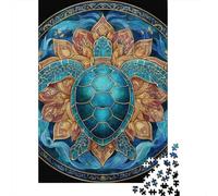 Stained Glass Sea Turtle Art Jigsaw Puzzle Impossible 1000Pcs Decorazione Per La Casa. Rilassamento E Intelligence Per Adulti E Ragazzi Da 14 Anni 52x38cm/1000pcs