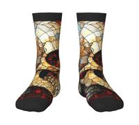 Stained Glass Skull Vintage Skeleton Calzini Lunghi Unisex Calze Cuscino Calzini Da Equipaggio Per Adulti Running Hike 40Cm