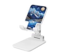 Stained Glass Snowy Mountain Range Supporto pieghevole per telefono cellulare ad angolo regolabile in altezza Supporto per cellulare portatile da tavolo compatibile con tutti gli smartphone