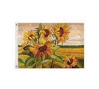 Stained Glass Sunflowers Flower Bandiere Resistente Alle Intemperie Bandiera Durevole Bandiera Da Giardino Per Festival Cortile Balcone 90X150Cm