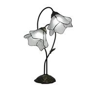 Stained Glass Table Lamp with 8-inch Wide Bent Glass Flower Lampshade Leaf Base 22-inch Tall Night Light for Living Room Bedroom Bedside Decorative,Clear
