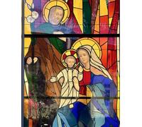 Stained Glass Three Magi and Holy Family Gratitude Journal: 8.5 x 11 100 lined pages softcover notebook