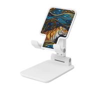 Stained Glass Tiger - Supporto pieghevole per telefono cellulare, ad angolo regolabile, in altezza, portatile, compatibile con tutti gli smartphone, colore: bianco