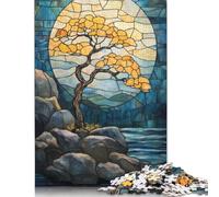 Stained Glass Tree & Moon Puzzle Impossible 1000 Pezzi Decorazione Per La Casa. Rilassamento E Intelligence Per Adulti E Ragazzi Da 14 Anni 1000pcs (75x50cm)
