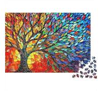 Stained Glass Tree Puzzle 1000 Pezzi Per Adulti Serata in Famiglia Puzzle Difficile Allenamento Mentale in Cartone Spesso 70x50cm/1000pcs