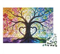Stained Glass Tree Puzzle 1000 Pezzi Riciclato Material Rainbow Art Puzzle per Anziani Allevia la Demenza Senile Divertente Family Game Activity Home 38x26cm/1000 Pezzi