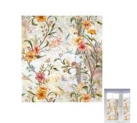 Stained Glass Window Film, Light Blocking Decorative Static Sticker, Floral Pattern UV Blocking for Privacy, Heat Reduction, Living Room, Kitchen, Bedroom, Easy to Apply and Remove Without Damage