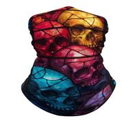Stained Glass Window with Skulls Ghetta da Collo Durevole Fascia per Capelli Traspirante Sciarpa A Tubo per Adulto Donna Multiuso Bandana