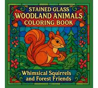 Stained Glass Woodland Animals Coloring Book - Whimsical Squirrels and Forest Friends.: Relaxing Stained Glass Art Coloring Pages of Squirrels, Foxes, ... Animals for Stress Relief and Creativity