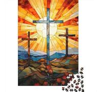 StainedGlassCross Puzzle Giochi 1000 Pezzi Regalo Per Amore E Amico Arte Interesting Puzzle Adulti Idea Regalo Per 38x26cm/1000pcs