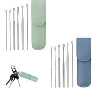 Stainless Steel 360° Spiral Earwax Cleaner Tool Set with PU Leather Case,Professional Portable Ear Cleaning Kit for Men And Women,Household Daily Ear Removal Pick Tools