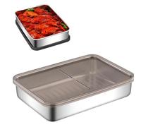 Stainless Steel Bacon Tray - Meat Saver Container, Kitchen Holder | Raised Bottom Grease Drain Organizer, Durable Food Storage Box with moisture control for refrigerator use