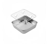 Stainless Steel Baking Pan with Rack 24cm Roast Tray(15CM) | stainless steel, rust-resistant, includes cooling rack, 24x24x5cm size, oven safe