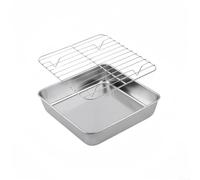 Stainless Steel Baking Pan with Rack 24cm Roast Tray(20CM) | stainless steel, rust-resistant, includes cooling rack, 24x24x5cm size, oven safe