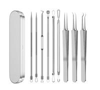 Stainless Steel Blackhead Remover Tool Kit, 9 PCS Black Head Removal Tool Set, Pimple Popper Tool Kit with Metal Case