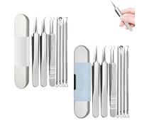 Stainless Steel Blackhead Remover Tool Kit, Pimple Popper Tool Kit, Extraction Tools for Estheticians, Comedone Extractor Kit, Grade Black Head Extraction Tool Kit for Nose Face (A+B)
