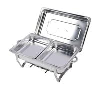 Stainless Steel Buffet Chafing Dish Set Foldable Heat Preservation Multifunctional Buffet Warmer for Gathering Outdoor Wedding (Double Grid)