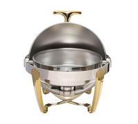 Stainless Steel Buffet Heating & Keeping Warm Stove with Visible Glass Lid, Collapsible Frame & Stackable Pans,A-6L (A 6L)