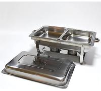 Stainless Steel Buffet Plates - Buffet Stoves,Food Warming Buffet,Round Food Warming Plates,Food Warming Buffet with Tempered Glass Lid for Food Heater. (Single Compartment 65 * 57 * 38cm)
