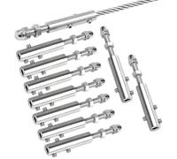 Stainless Steel Cable Clamps - 5mm Cable Screw Clips | Wire Rope Connector Locks | 10-Pack Heavy Duty Tension Fittings for Fence Railing Installation, Double- Adjuster Guardrails