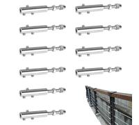 Stainless Steel Cable Clamps - 5mm Cable Screw Clips | Wire Rope Connector Locks | 10-Pack Heavy Duty Tension Fittings for Fence Railing Installation, Double- Adjuster Guardrails