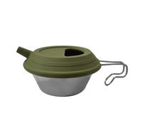 Stainless Steel Camping Mug - Folding Handle Tea Pot with Silicone Lid, Durable Lightweight Design | Travel Outdoor Hot Cold Coffee Tea Drink Cooking Gear Support for Backpacking Hiking Adventures