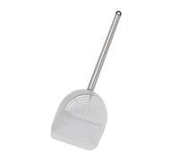 Stainless Steel Cat Litter Scoop | Long Handle Ergonomic Grip for Easy Maintenance | Half Round Sifter for Litter Boxes/Pet Sand/Beaches | Sturdy Poop Scooper (Bianca)