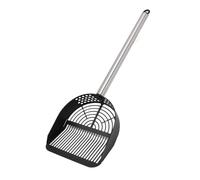 Stainless Steel Cat Litter Scoop | Long Handle Ergonomic Grip for Easy Maintenance | Half Round Sifter for Litter Boxes/Pet Sand/Beaches | Sturdy Poop Scooper (Nera)