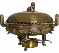 Stainless Steel Chafing Dish, 3L Round Buffet Warmer Set with Food Pans, Stove Stand, Visible Pot Lid And Fuel Holder for Wedding, Party, Banquet, Green Bronz,Green Bronze (Red Bronze)