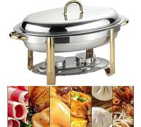 Stainless Steel Chafing Dish Buffet Set, 5.5L Full Size Oval Buffet rs with Food Pan, Fuel Holders amp; Lid, Food Warmers for Party