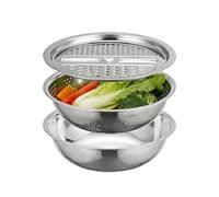 Stainless Steel Colander - Stainless Steel, 11in Large Drain Basket with Grater | Pasta Colander & Strainer Set, Rustproof Kitchen Tool for fruit, vegetable, food prep, meal prep, home, apartment
