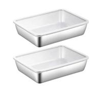 Stainless Steel Containers, 2pcs Food Storage Pans, Multipurpose Square Plates with Tight Lids, Sturdy Metal for Roasting, Baking & Meal Prep, Perfect for keeping food fresh and organized