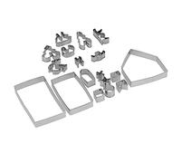 Stainless Steel Cookies Cutter Baking Mold Set 18Pcs DIY Biscuits Gingerbread House Mold Kit for Christmas Baking Decorations Silver