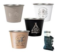 Stainless Steel Cups - 4 Pieces Portable Tea Mug | Camping Water Cup