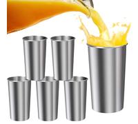 Stainless Steel Cups, 6 Pieces Water Cups, Unbreakable Stackable Tumblers, 600ml Reusable Drinking Glasses, Perfect for Kids, Adults, Hydration, Coffee, Wine, Home, Restaurant