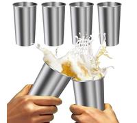 Stainless Steel Cups, Unbreakable Drinking Tumblers, Stackable Metal Glasses, Reusable Water Coffee Wine for Kids, Adults, Hydration, Home, Restaurant, Camping, Outdoor, Travel, 24/24/10 Inches