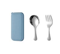 Stainless Steel Cutlery Set，Food Grade Knife, Fork And Spoon, Mirror Polished, Portable Tableware For Outdoor Picnic, Camping And Travel. (Blue Box Set,10.2CM)