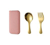 Stainless Steel Cutlery Set，Food Grade Knife, Fork And Spoon, Mirror Polished, Portable Tableware For Outdoor Picnic, Camping And Travel. (Pink Box Set,10.2CM)