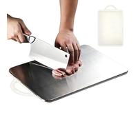 Stainless Steel Cutting Board, Double Sided Chopping Mat, Hangable Multipurpose Cut Board, Kitchen Tool, Ideal for Cooking, Home Use, Housewarming, Picnic, Wedding, Outdoor, RV, and Camping
