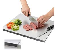 Stainless Steel Cutting Board, Large Heavy Duty Non-Slip Metal Chopping Board with Counter Lip, Kitchen Worktop Saver Protector for Meat, Vegetables, Pastry, Baking & Daily Cooking (19"*19")